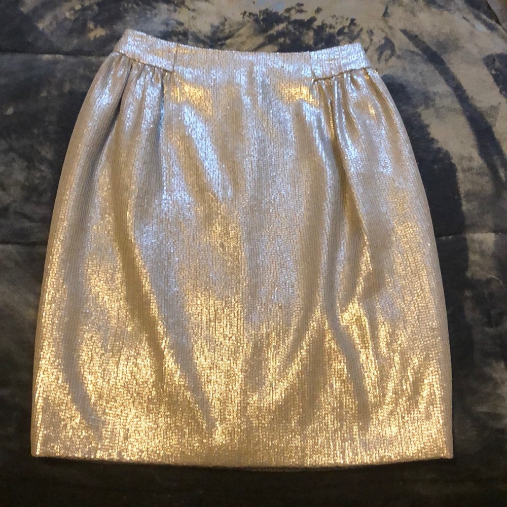 Carmen Marc Volvo Silver Sequin Skirt - Sample XS